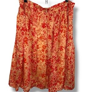 New Size 14 Calvin Klein Silk Aline Skirt Red Orange Floral Lined Lightweight